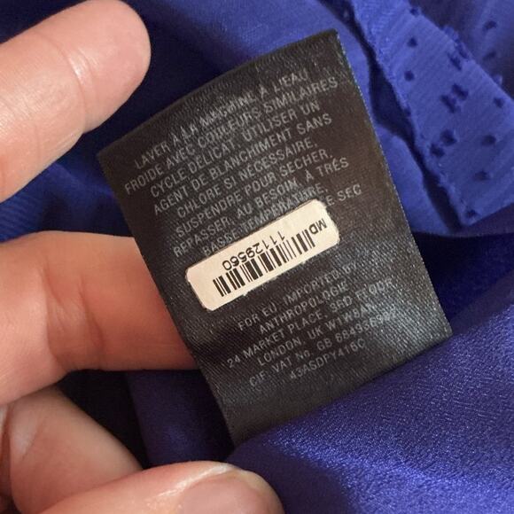 HD In Paris Womens Tiered Mini Dress Size 8 Ruffle Swiss Dot Blue Boho Anthro - Picture 9 of 10